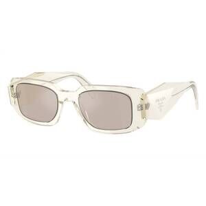 NEW PRADA women's rectangle sunglasses in transparent champagne
